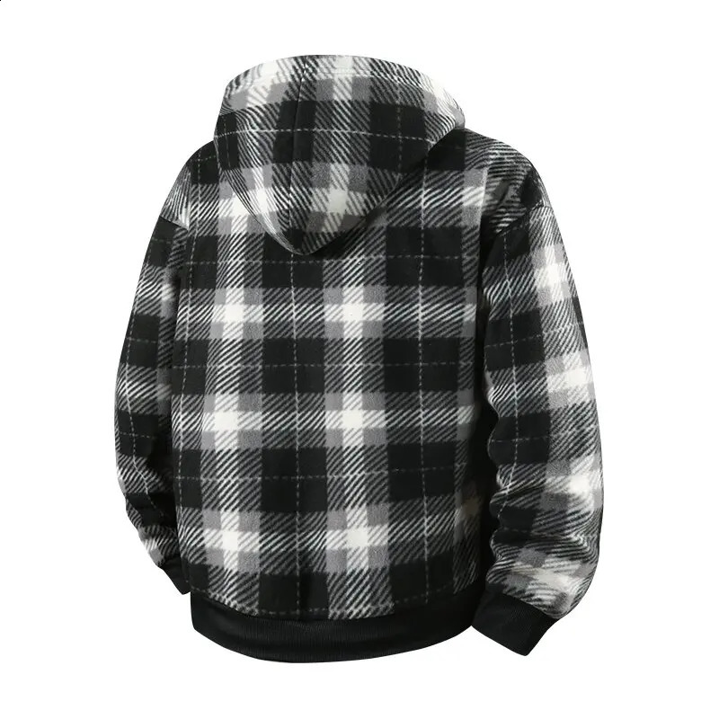 Winter Fashionable Trendy Grid Thickened Warm Lamb Fleece Jacket for Mens Casual Loose Sports Large Size High Quality 251023