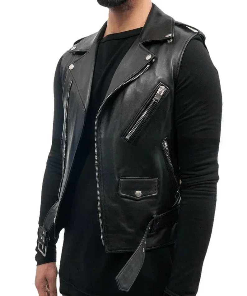 Leather Camisole Knight Costume Men Medieval Leather Armor Sleeveless Vest Top Lace Up Leather Waistcoat W251023
