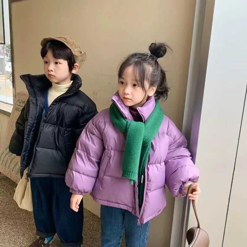 2024 new Childrens standup collared cottonpadded jacket Padded jacket solid color coat for 2 to 10 Years old boys and girls Y251023