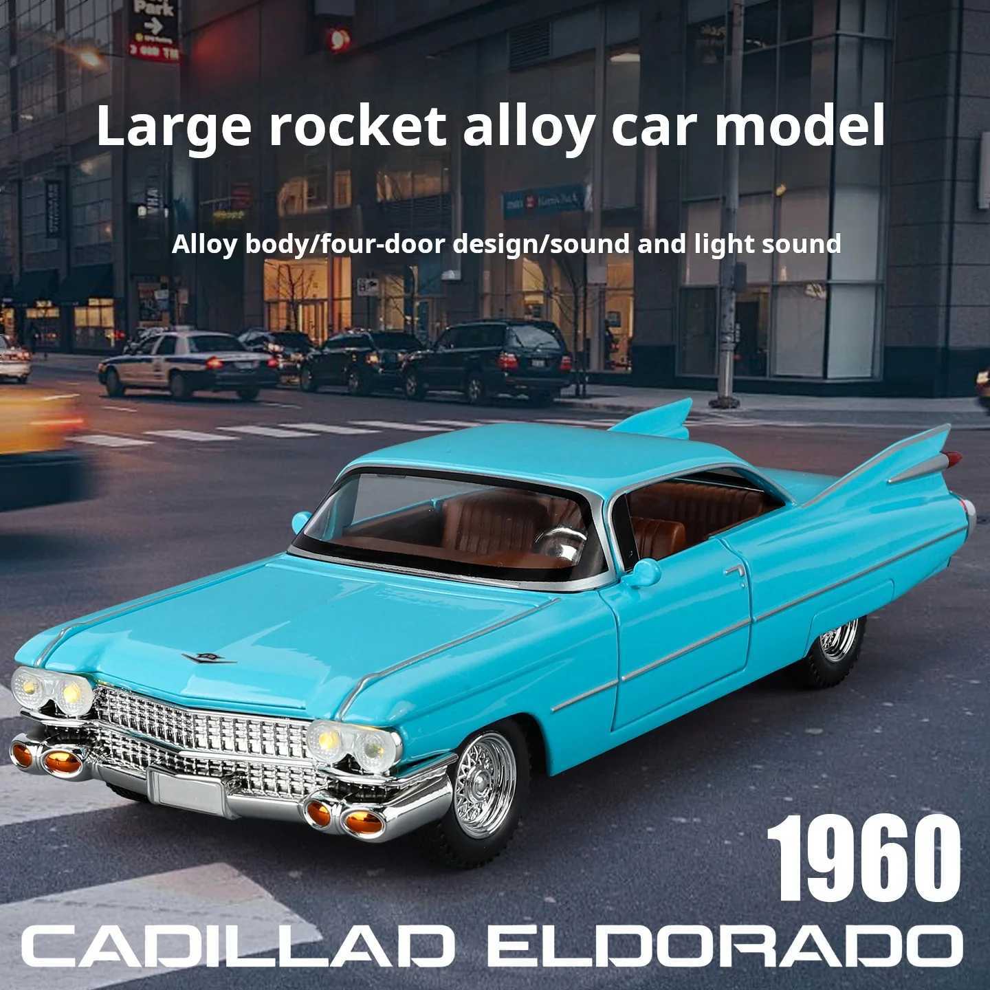 124 Cadillac Big Rocket Simulation Alloy collection Car Model Rebound Toy with sound and light Factory direct sales giftT251023