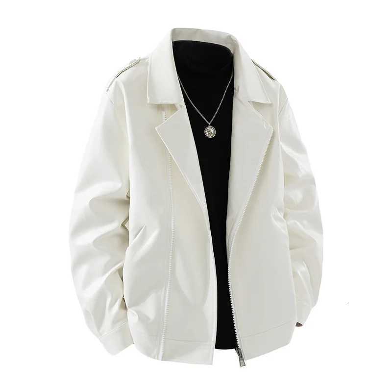 Spring Autumn Retro Solid Men Tops New Fashion Casual Lapel Leather Jacket Outdoors Loose Versatile Comfort Windproof Coat Men W251023