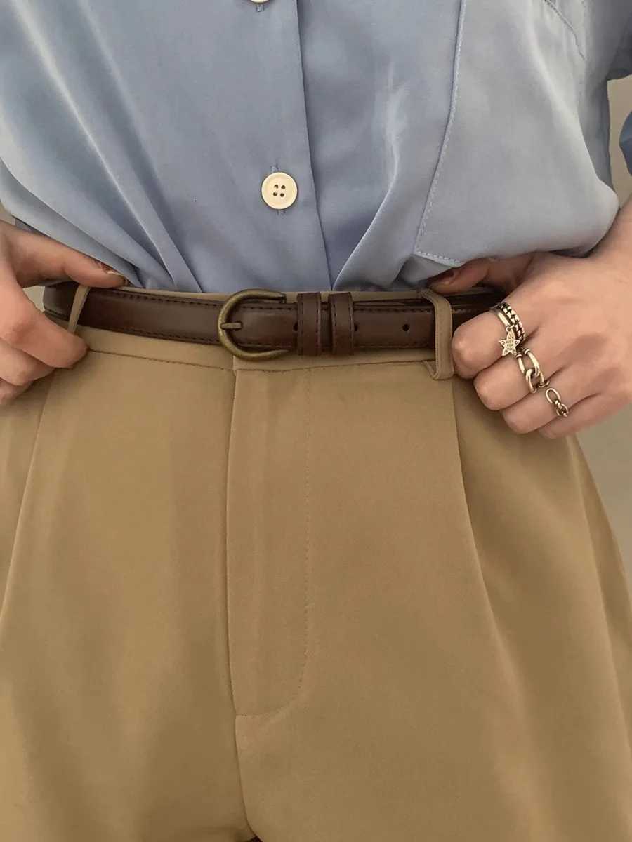 Small Leather Belt Ladies Jeans Belt Ladies 2024 New Belt Thin Retro Decorative BrownXJ251023