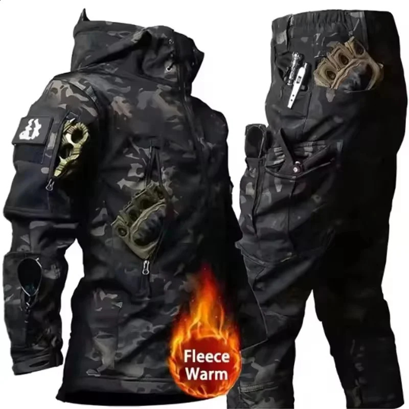 Winter autumn fleece warm waterproof suit mens jacket tactical outdoor hiking fishing camping sportswear 251021