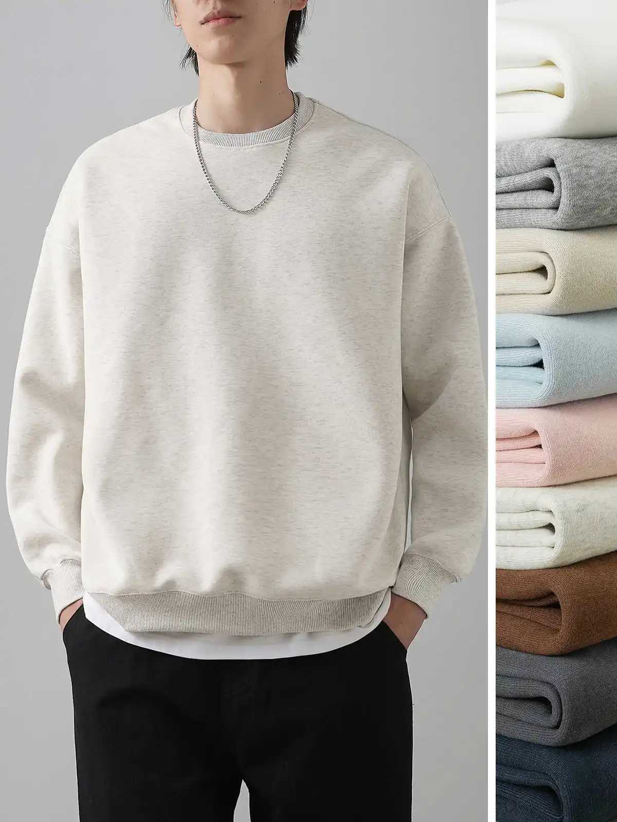 DUKEEN 460G Heavyweight Mens Sweatshirts 2024 Autumn RoundNeck Long Sleeve Solid Color Sport Pullover 11 Color ChooseT251023