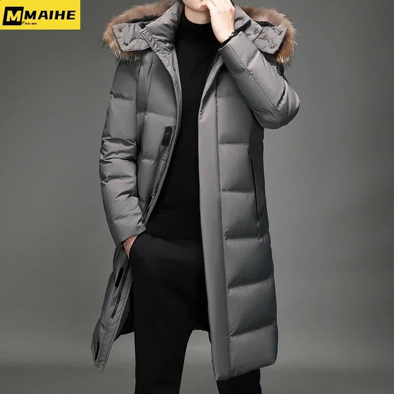 Mens Thickened Down Jacket 30 Winter Warm Coat Men Fashion Long White Duck Hooded Parkas Plus Size 5XL 251023