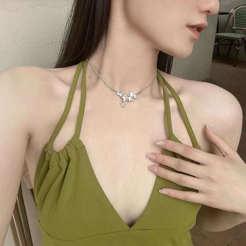 Necklace Designer luxury pendant necklace Five Pointed Star Zircon inlay for Women men Simple Fashion High-End copper plated with silver Festival vaca