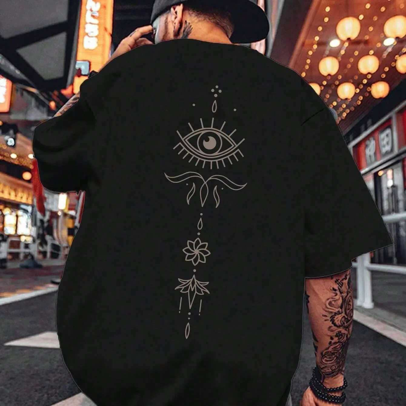 Casual Fashion Tshirt Mens Summer Personality Trend Round Neck Short Sleeve Loose and Comfortable Pure Cotton Mens ClothingXJ251023