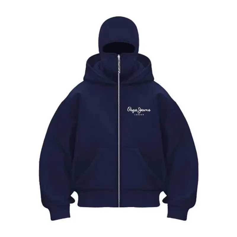 Hooded mens sportswear with zipper hood winter warm sportswear casual Y2K mask hood zipper design jacket sports outdoor acT251023