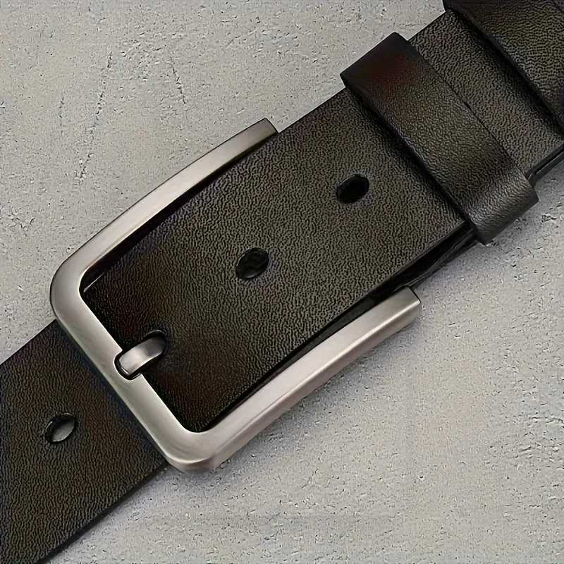 Mens Synthetic Leather Belt with Vintage Square Alloy Buckle Black Casual Business Style Durable Accessory Vintage BeltsXJ251023