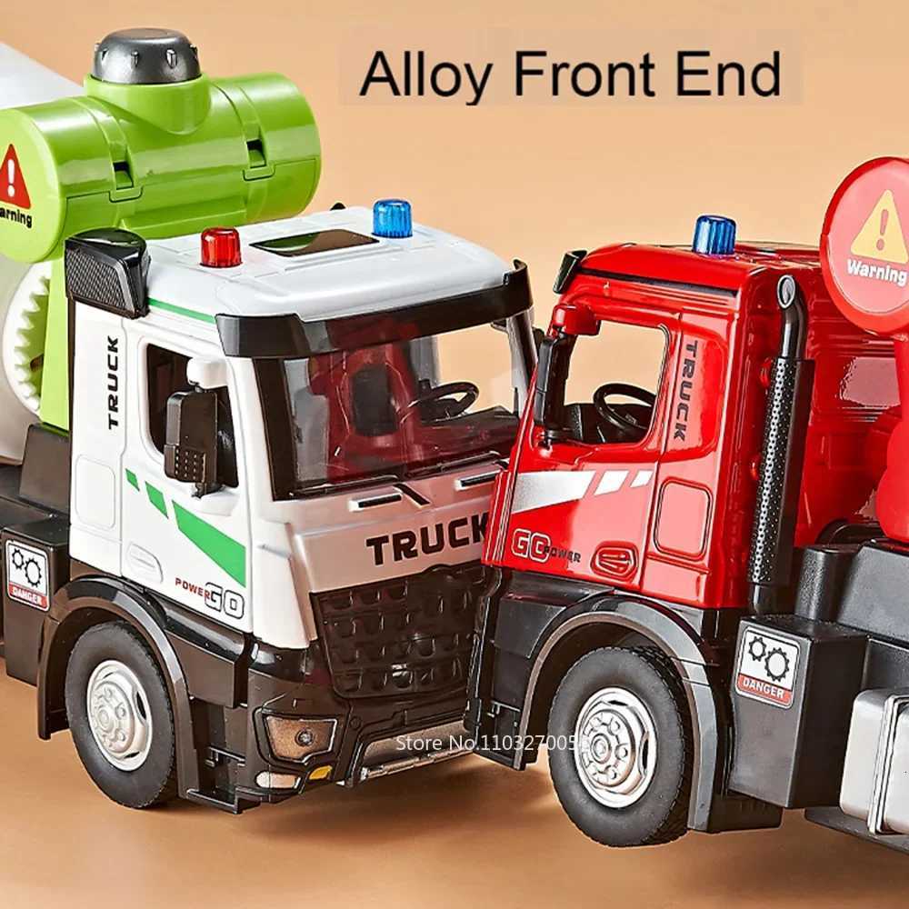 124 Electric Mixer Truck Toys Model Car Alloy Diecast Engineering Vehicles Doors Opened Sound Light Pull Back Toy Gift for KidsT251023