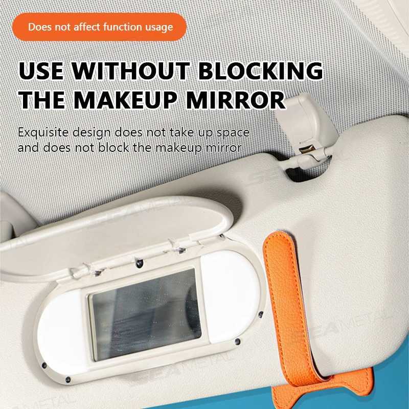 SEAMETAL Car Sun Visor Glasses Holder Magnetic Eyeglasses Hanger Clip Luxury Leatherette Car Sunglasses Holder Mount UniversalW251023