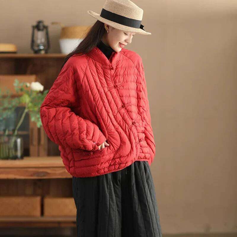 Schinteon Women Ultralight White Duck Down Jacket Over Size Loose Casual Autumn Winter Outwear Vintage Coat 2025 New Womens Coat