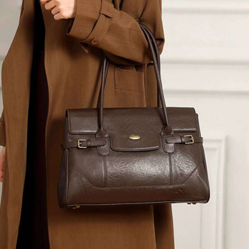 Burminsa Cowhide Genuine Leather Tote Handbags For Women 2025 Designer Large Work Satchel Shopping Underarm Shoulder Bags