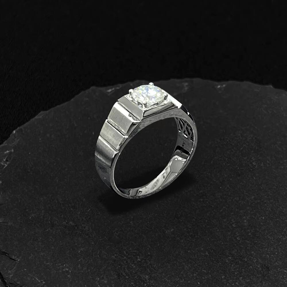 White Gold Moissanite Ring 14K 18K for Men
