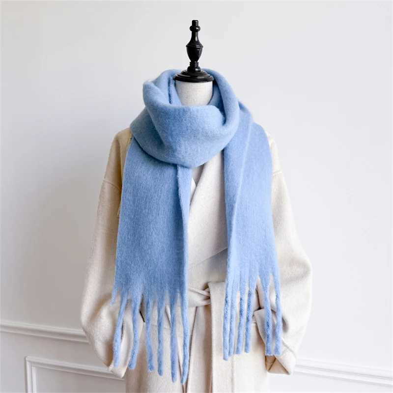 Winter Scarf for Women Cashmere Warm Solid Blanket Wraps Female Thick Soft Bufanda Big Tassel Shawl Long Poncho Echarpe J251113