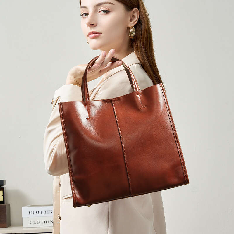 Luxury bag Autumn Winter Genuine Leather Large Capacity Shoulder Tote Bag Top Layer Vegetable Tanned Cowhide Commuting Versatile Women s Handbag