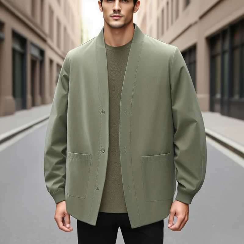 Multiple Colors To Choose From Mens Vneck Jackets Youth Loose Casual Style Fashionable Versatile Soft and Comfortable Jackets W251023