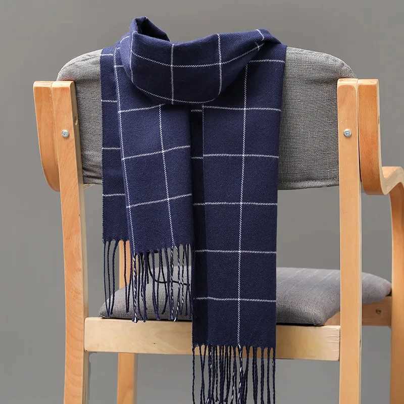2023 New Winter Men Scarf Keep Warm Cashmere Scarves Casual Brand Designer Neckerchief Tassel Business Shawl Wrap J251113