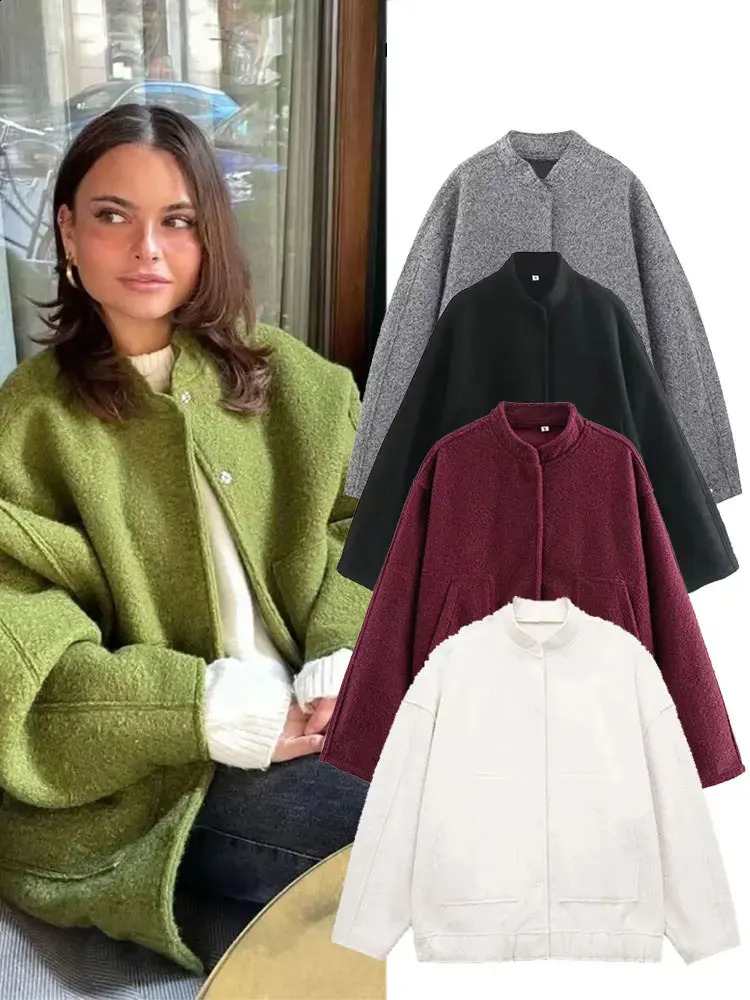 HH 2025 Womens Winter Street Jacket Solid Color Pocket SingleBreasted Versatile Casual Cardigan Top 251018