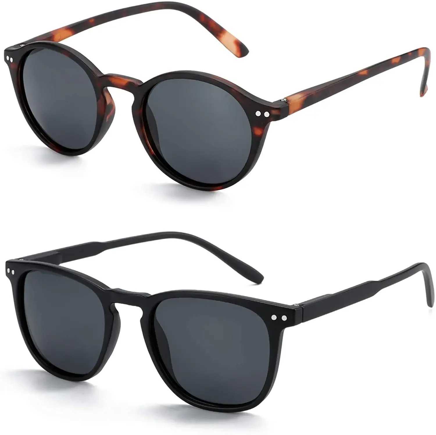 ZENOTTIC 2 Pack Polarized Sunglasses for Women Men Vintage Round and Square Frame UV Protection Shades Driving Sun GlassesW251023