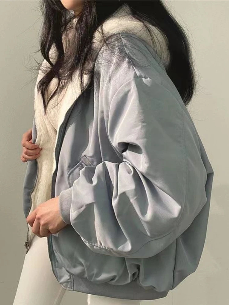 Thick Warm Fashionable Doublesided Cotton Jacket for Womens Clothing Winter Casual Zipper Hooded Tops 251018