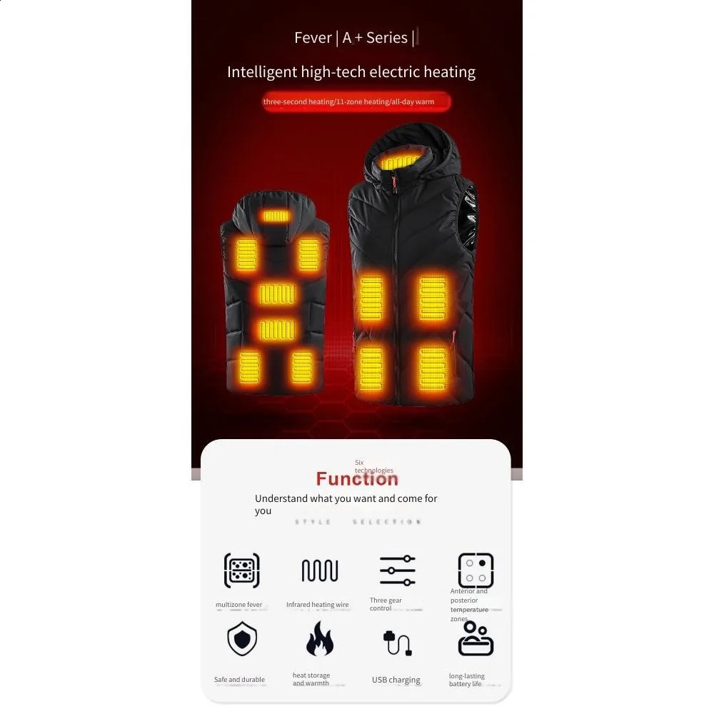 USB Electric Heated Vest for Men WomenGraphene Smart HeatingJacketRechargeable Battery Warm VestWinterThermalClothing 251023