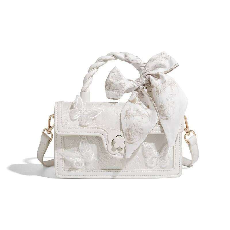 Spring/Summer New High-End Small Square Tote Bag Chinese Style Embroidered Women Handbags Female Bow Ribbons Messenger Bags Mdng251023