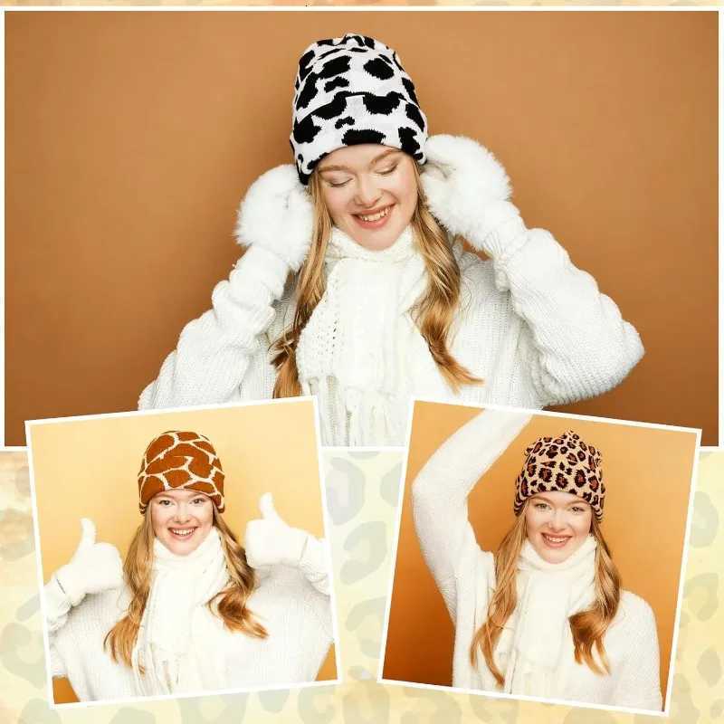 Unisex Camouflage Leopard Print Jacquard BeanieFashion Versatile Acrylic Winter Skull Cap for Daily WearChristmas HalloweenXJ251023