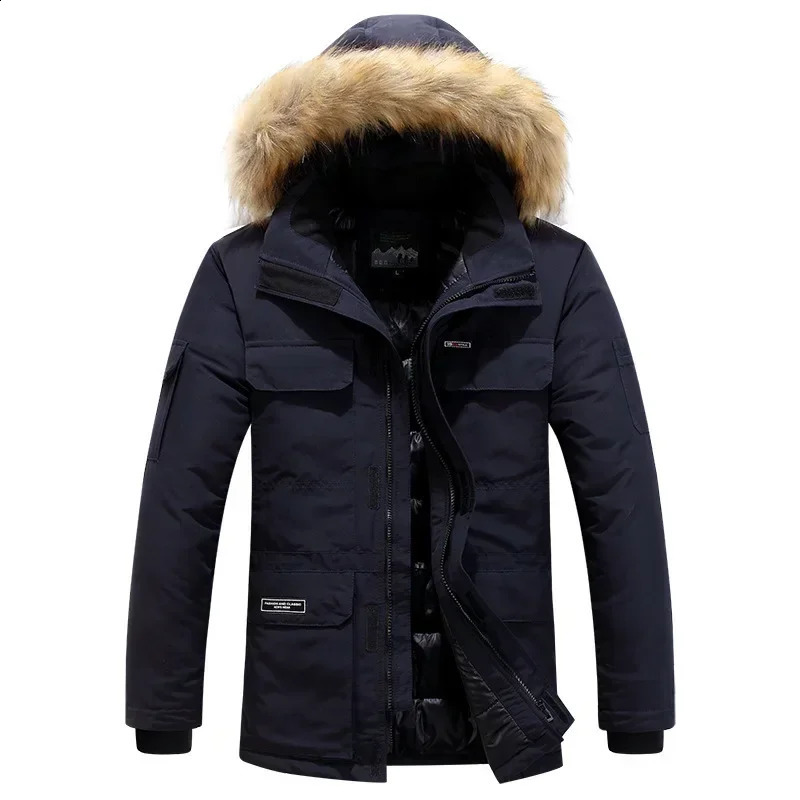 Mens Winter Fur Hooded Parkas Men Snow Windproof Down Thickened 30 Degree Keep Warm Outdoor Outerwear Jackets Size 6XL 251015