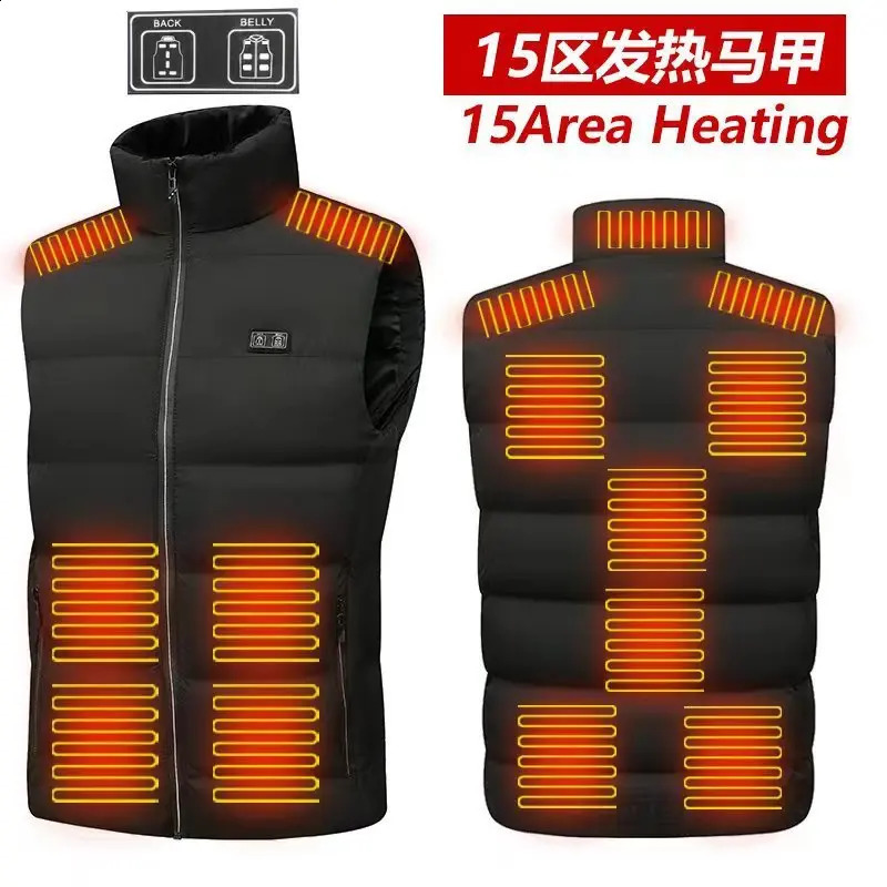 Intelligent Charging Heated Vest Mens Womens Winter Cotton Jacket 15 Areas Heating Motorcycle Equipment Street Gear Rider 251023