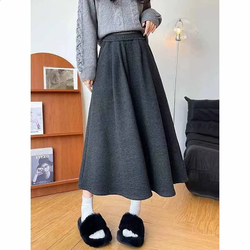 Smvp High Quality Knitted Long Skirt Women Autumn Winter Thick Warm ALine Female Solid Casual Wild Waist Skirts 251022