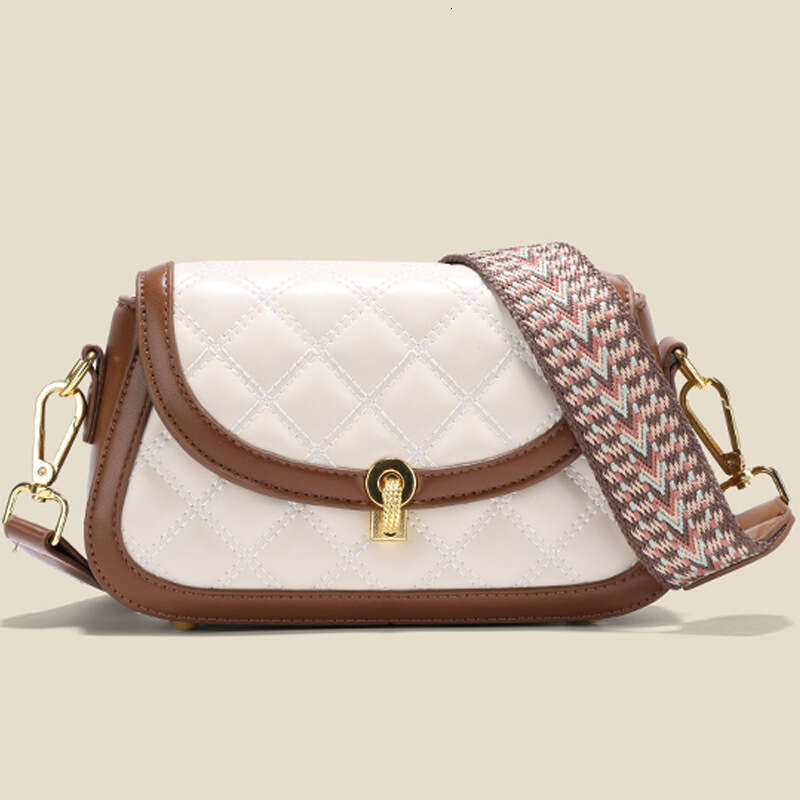 New Trendy High Quality Single Crossbody Women's Lingge Fashion Versatile Wide Shoulder Strap Small Square Bag