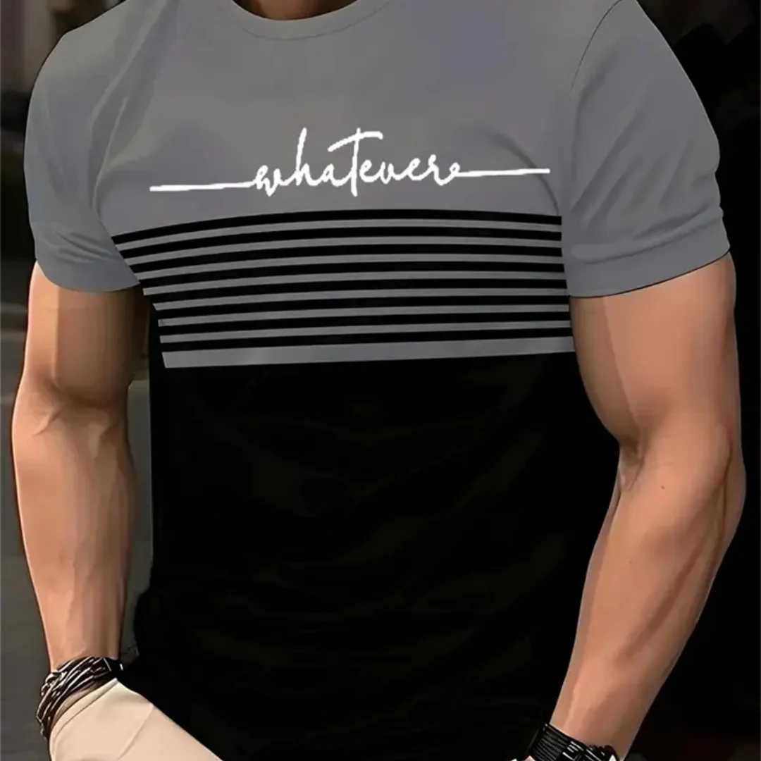 Oversized tshirt Mens T Shirt Summer Fashion Casual Round Neck Short Sleeve Top Striped Printed Mens Clothing TshirtXJ251023