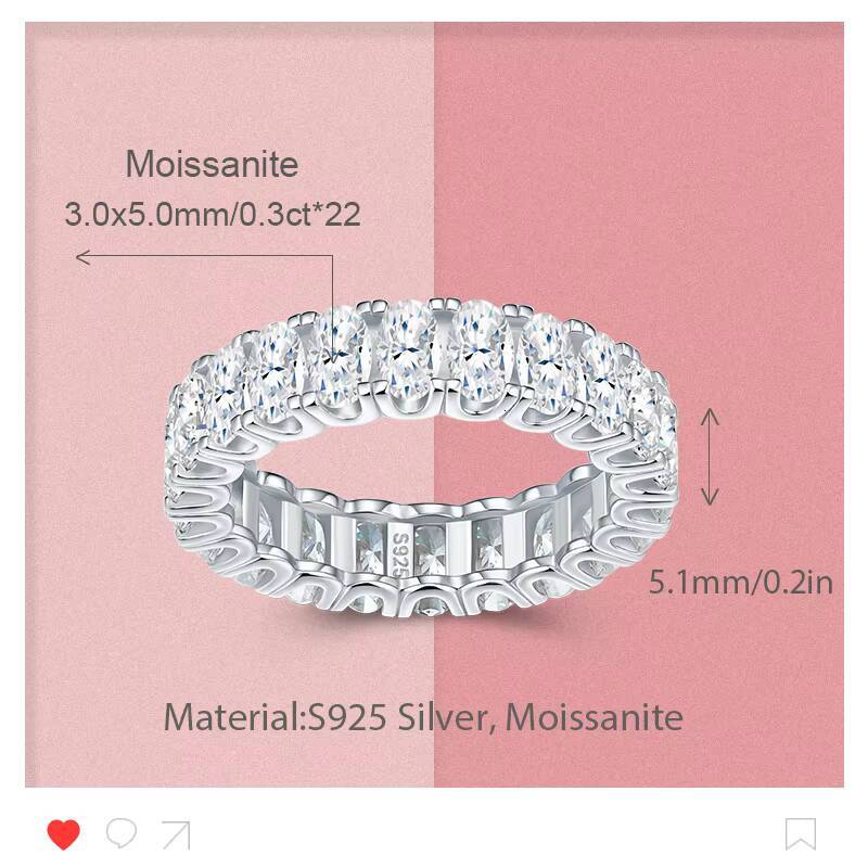 Custom Featured Selections Gold Oval Moissanite Ring Eternity Wedding Fine Jewelry Full Diamond Engagement Women Luxury Ring