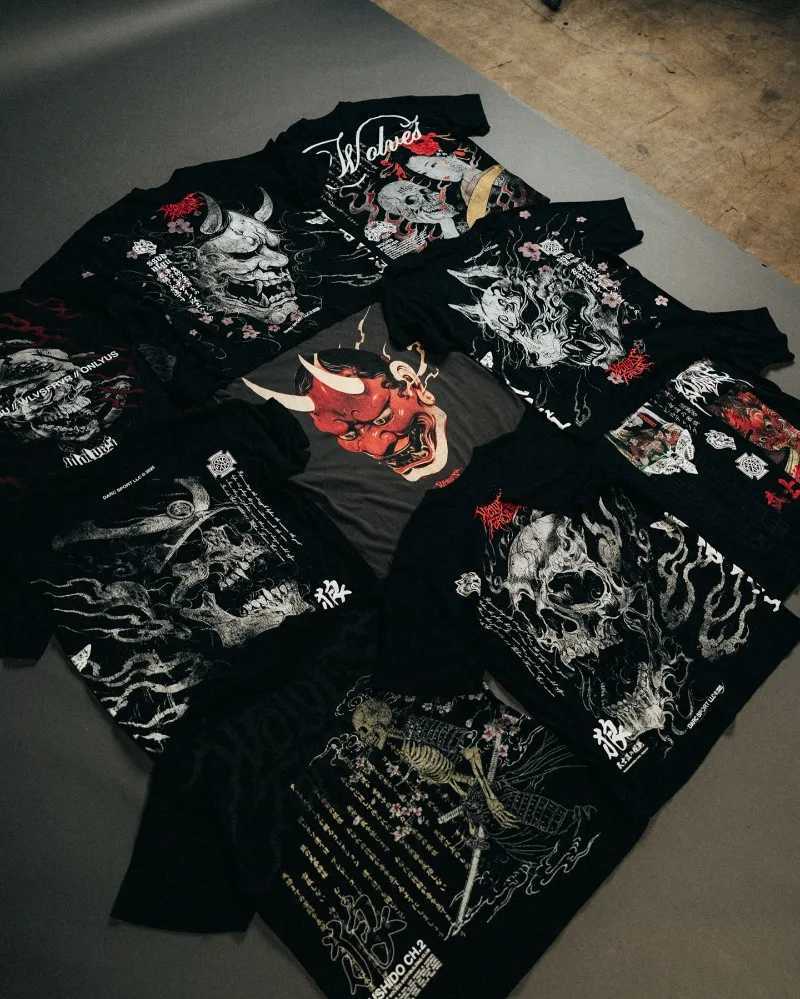 Harajuku Gothic Samurai Streetwear TShirt Japanese Anime Cyberpunk Unisex Fashion Tee Top Dark Kawaii Oversized Tshirt UniseXJ251023