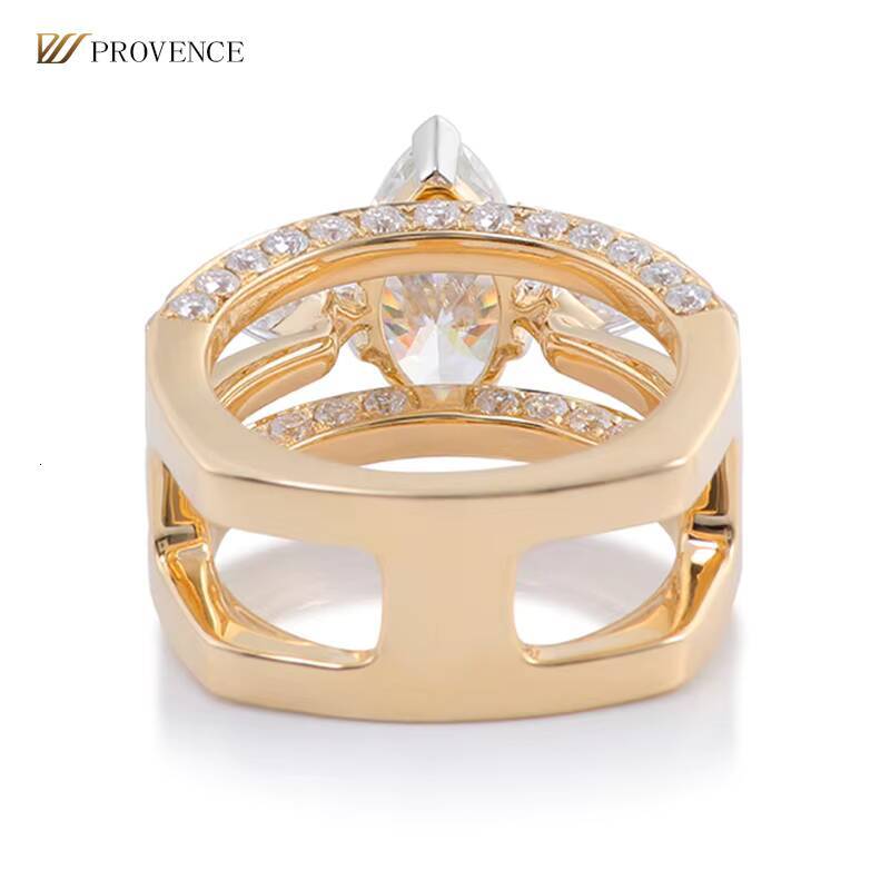 Custom Elegant Jewelry 14k 18k Yellow Gold VVS D Diamond Engagement Ring Marquise Cut Moissanite Ring 2ct Wedding Ring for Women