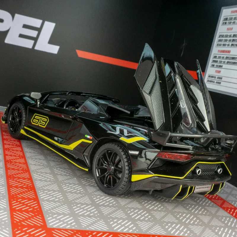 124 Lamborghini SVJ63 alloy car model ornaments collection pull back acoustooptic toy can be given as a gift to friendsT251023