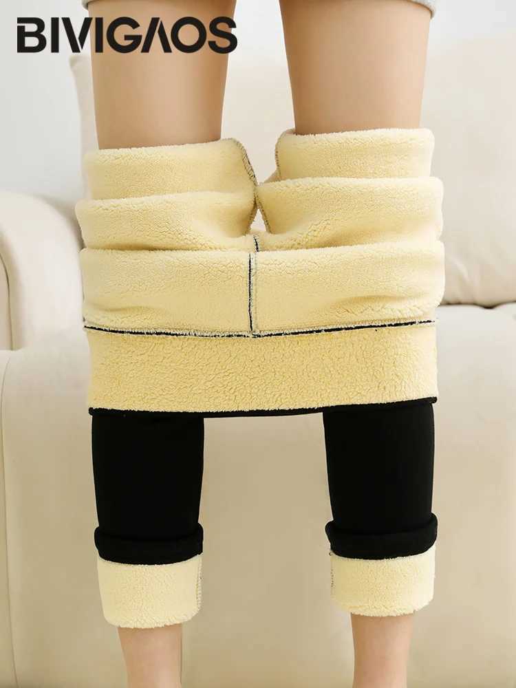 BIVIGAOS Extra Thick Lamb Velvet Cotton Leggings Women Autumn Winter Thicken Warm Leggings High Waist Berber Fleece Cotton PantsT251023