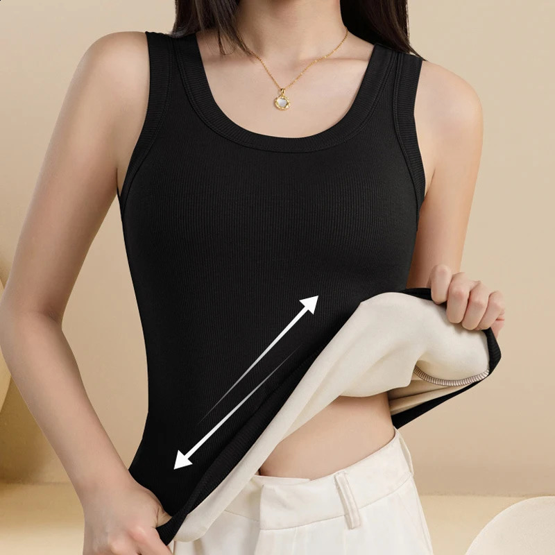 For 40100kg Autumn Winter Plus Size Hyaluronic Acid Thermal Vest For Women Fleece Lined Thickened Women Underwear Tank Tops 251023