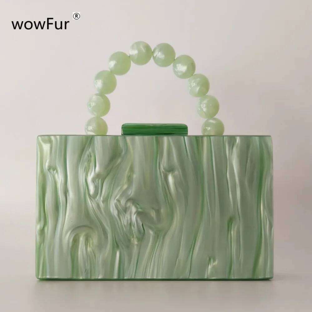 Women Light Lemon Green Acrylic Box Clutch Shell Lady Small Evening Bag Minaudiere Female Handbag Wedding Party Purse