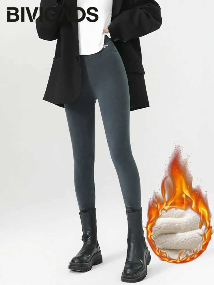 BIVIGAOS New Winter Warm Lambs Velvet Leggings Women High Waist Cotton Padded Pants Seamless Fleece Thickened Thermal LeggingsT251023