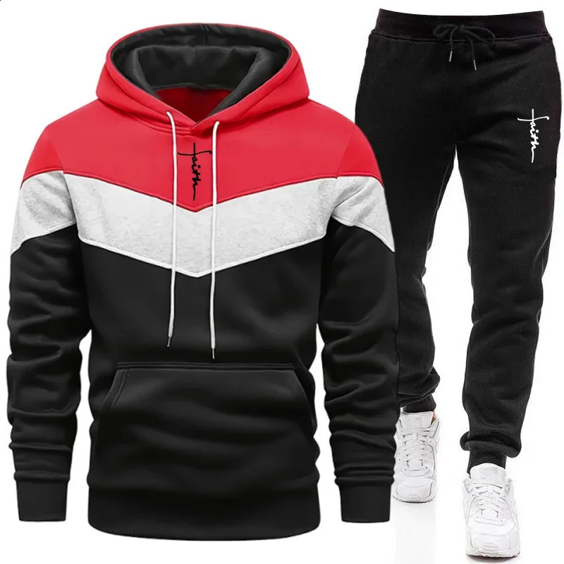 Comfort Casual Sports Autumn Winter Quality Men Tracksuit Fashion Hoodie Tricolor Single Sweatshirt and Pants Daily Man 251023