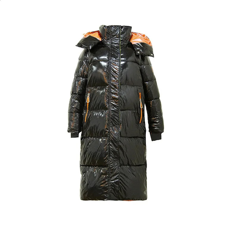 Waterproof Coats Fashion Winter Down Cotton Jacket Womens Glossy Colorful Femme Thick Warm Long Hooded Puffer Parkas 251022