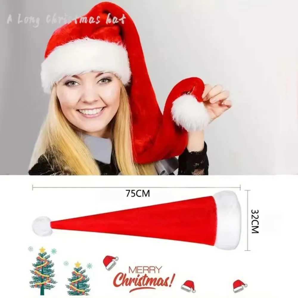 Super Long Christmas Hats Soft Cfortab Velvet Christmas Hat Kids Adt Thicke Santa Claus s Mens and wensW251023