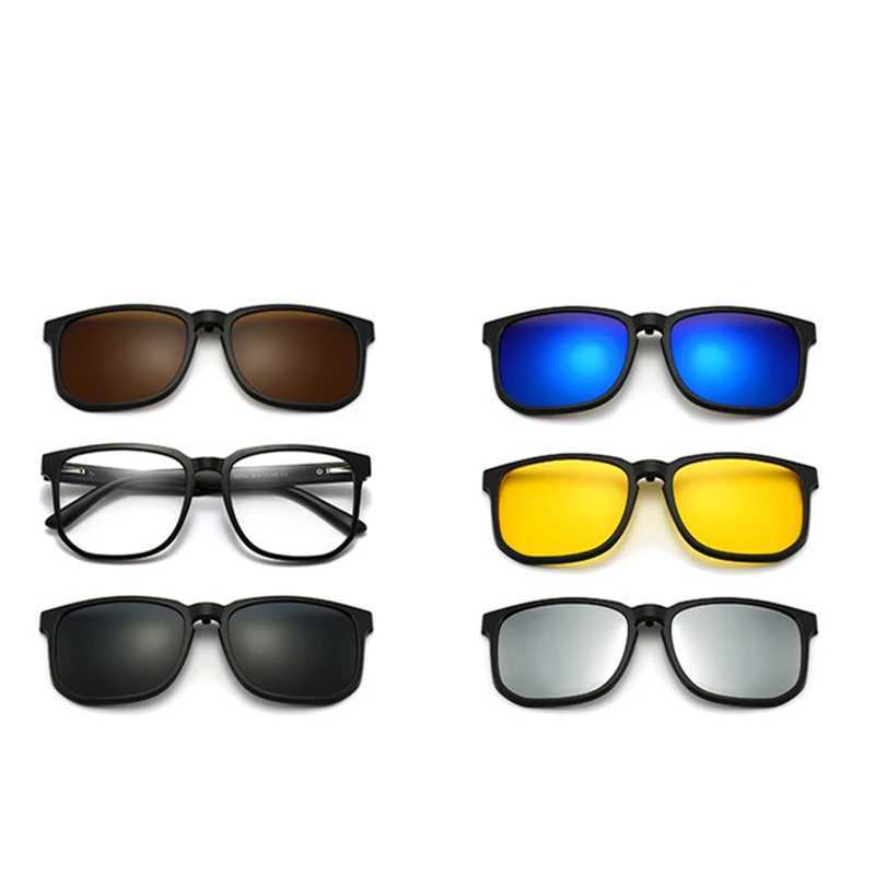 6 in 1 Myopia Glasses With Sunglasses Clips Men Women Sphere 05 to 10 Cylinder 05 to 20 Prescription Custom F573W251023