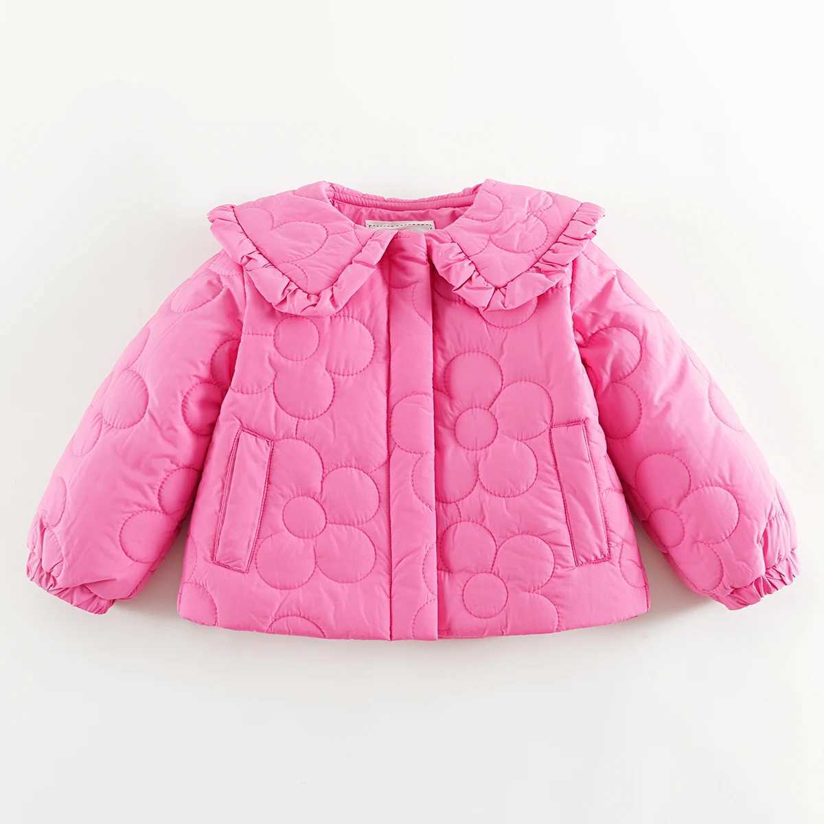 MARC JANIE Girls Peter Pan Collar Quilted Padded Jacket Long Sleeve Ultralight Coat Kids Lace Tunic Tops 241198 Y251023