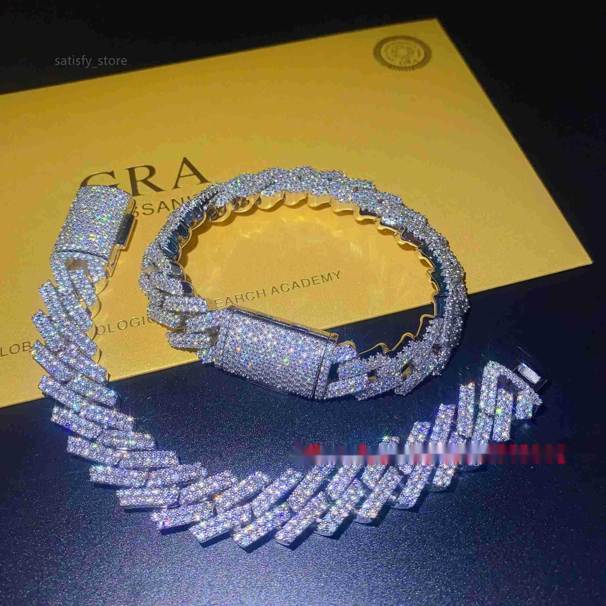 15mm Wide Vvs Moissanite Diamond Hip Hop Iced Out White Gold Cuban Bracelet