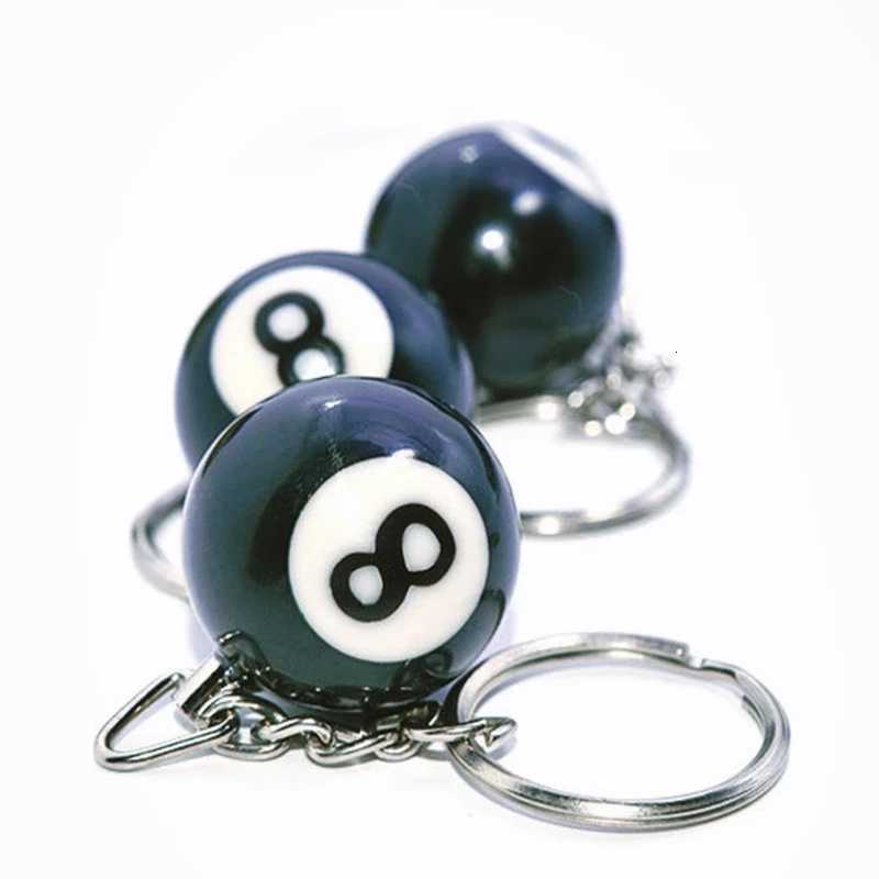 Fashion Creative Billiard Pool Keychain Table Ball Key Ring Lucky Black No8 Key Chain 25mm Resin Ball Jewelry Gift Z251023