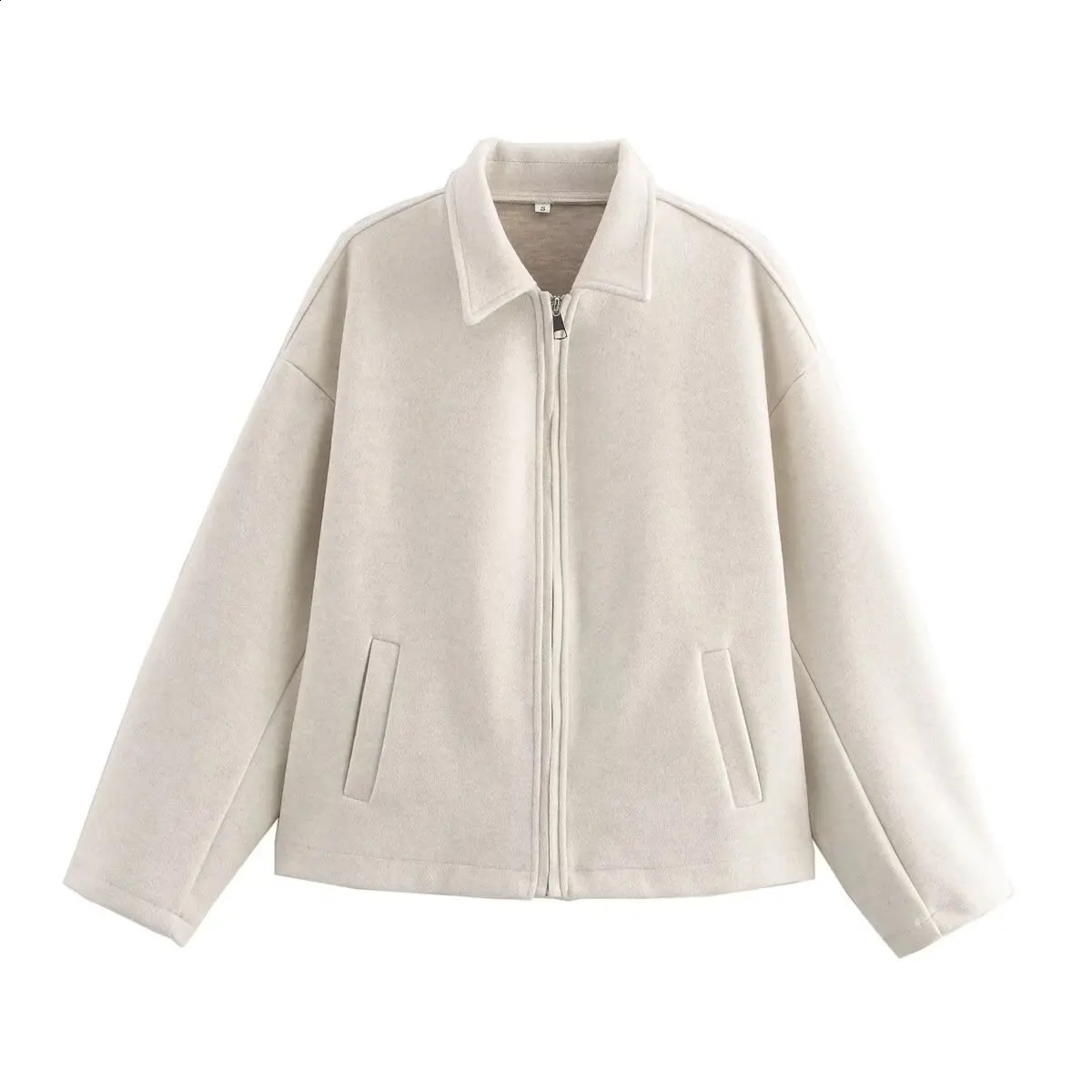 PRINTKAOIR Autumn and Winter Fashion Lapel Longsleeved Zipper Coat Coats Chic Loose Warm Street Womens Jackets 251013