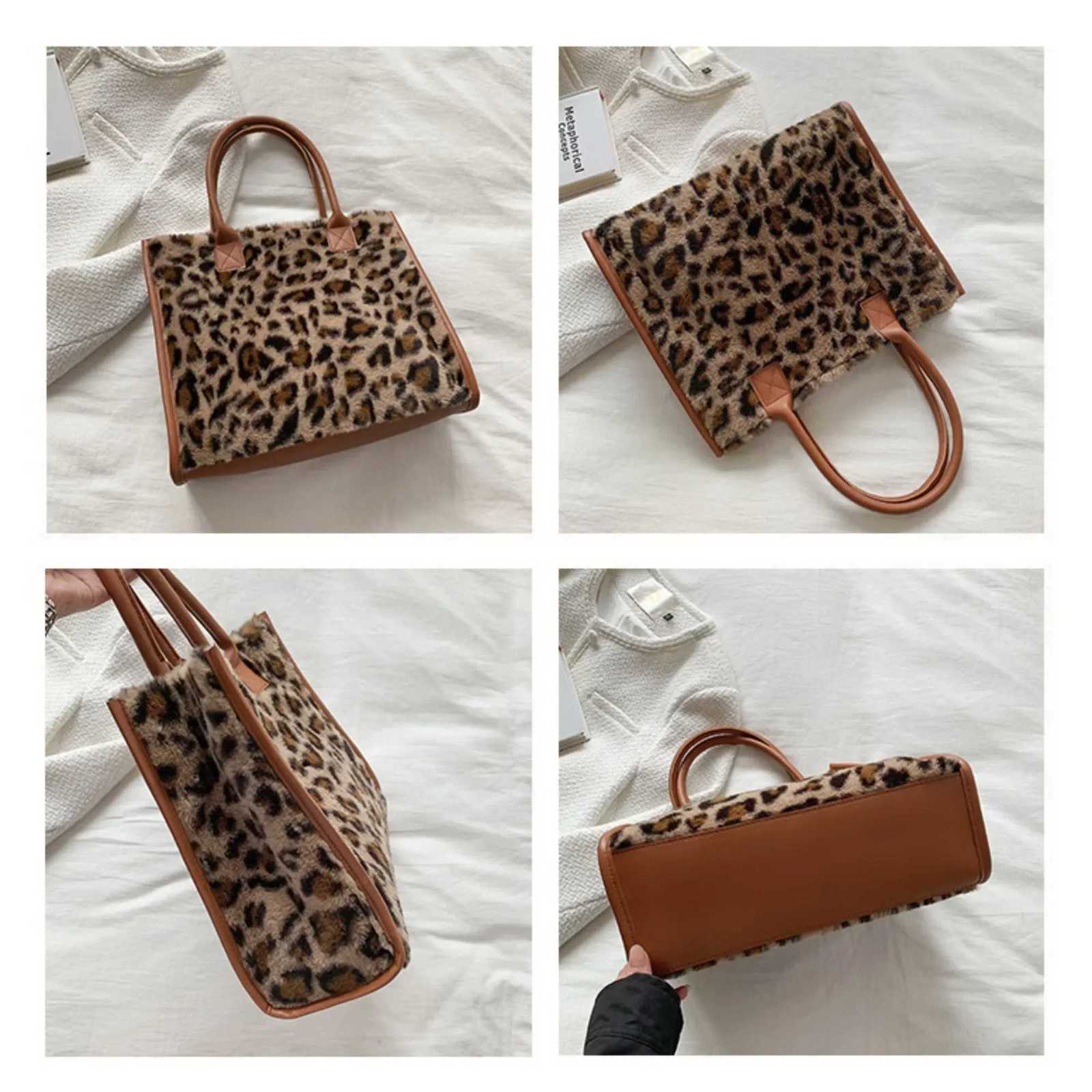 Retro Leopard Pattern PU Leather Plush Design Autumn and Winter Fashion Western Style Womens Small Handbag Underarm BagL251023